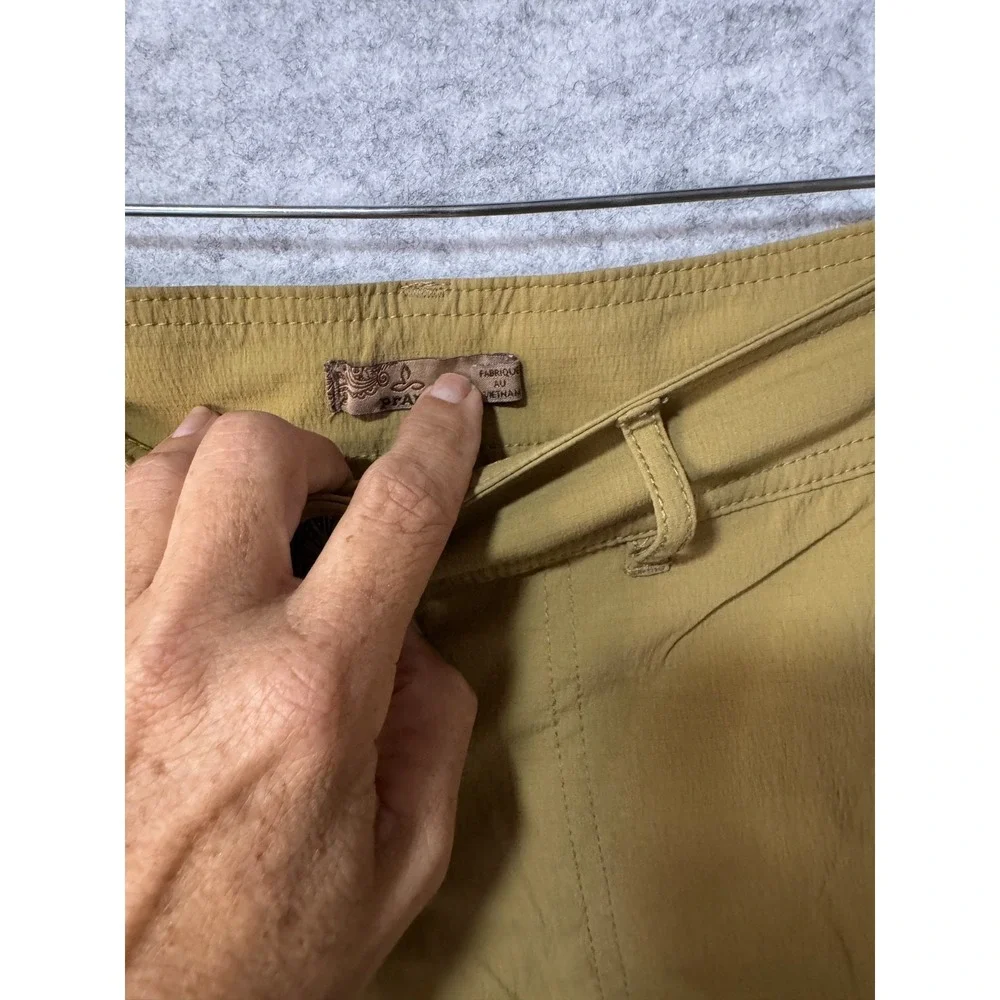 Prana Women's Khaki Shorts Tan Casual flat Front Size 34 Waist Hiking Summer